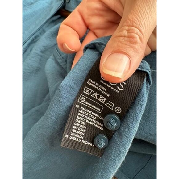 Women’s 2 COS Blue Pintuck Blouse Minimalist Scandinavian Modern Chic - Picture 4 of 6